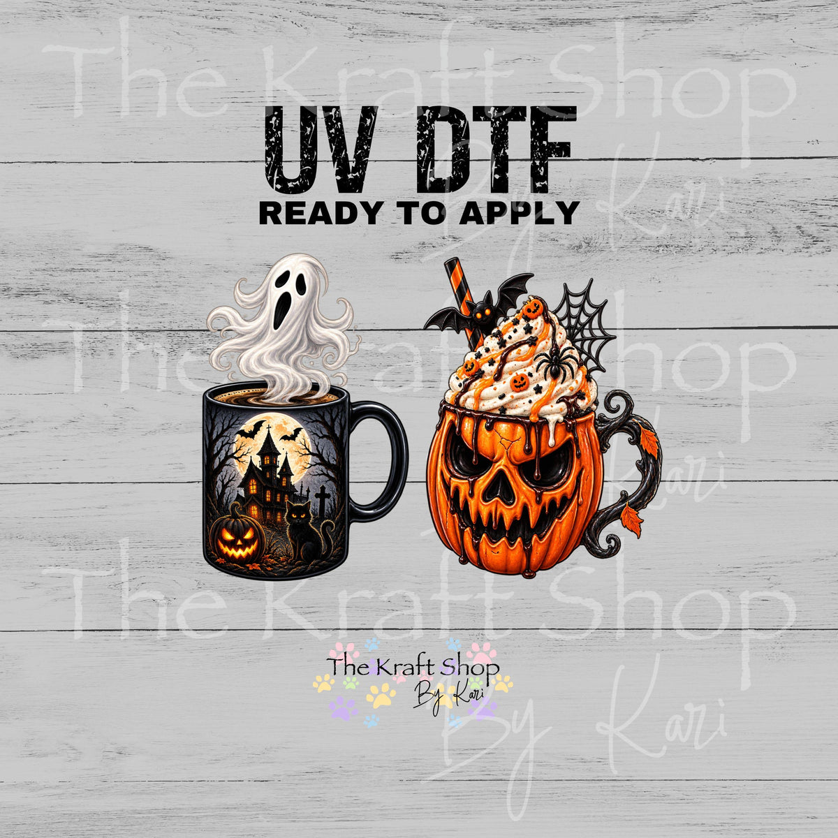 UV DTF Sticker print. Spooky Cups 2pk decal, tumbler decal, permanent sticker. #7773