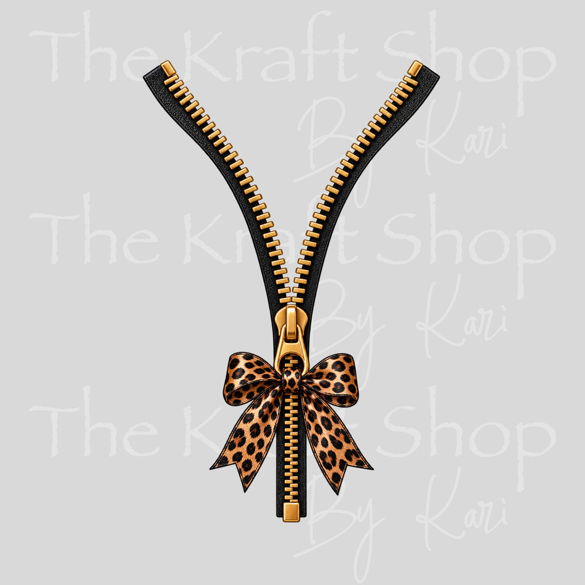 UV DTF Sticker print. Zipper With Leopard Bow decal, tumbler decal, permanent sticker. #10566