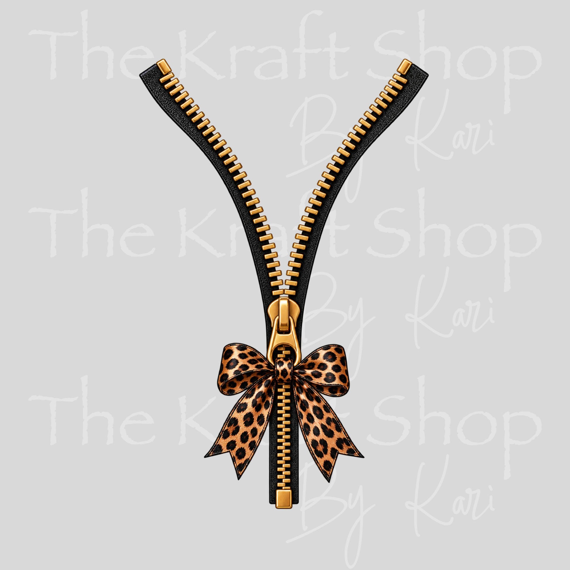 UV DTF Sticker print. Zipper With Leopard Bow decal, tumbler decal, permanent sticker. #10566