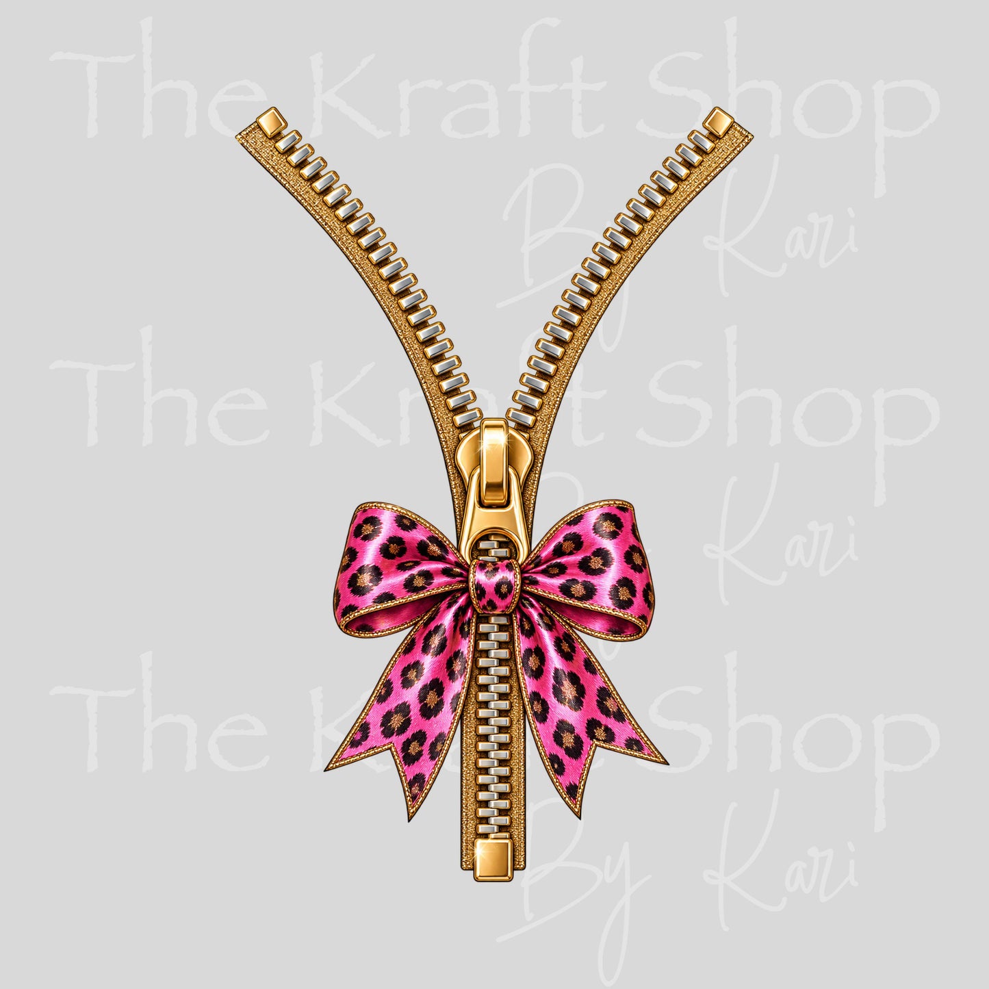 UV DTF Sticker print. Zipper With Leopard Bow decal, tumbler decal, permanent sticker. #10566