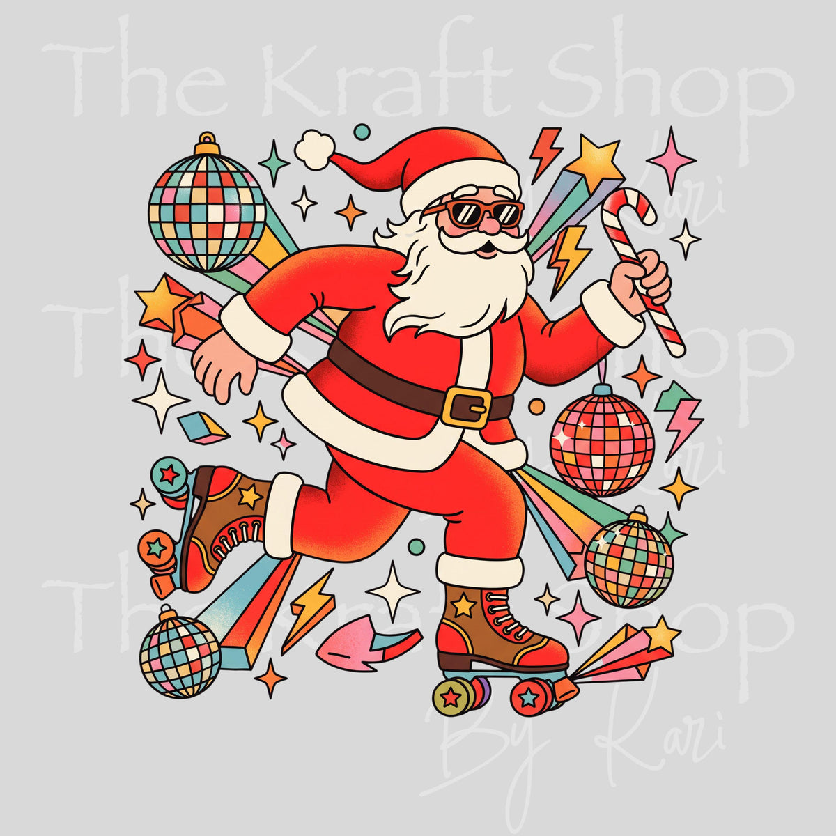 UV DTF Sticker print Disco Santa decal, tumbler decal, permanent sticker. #7795