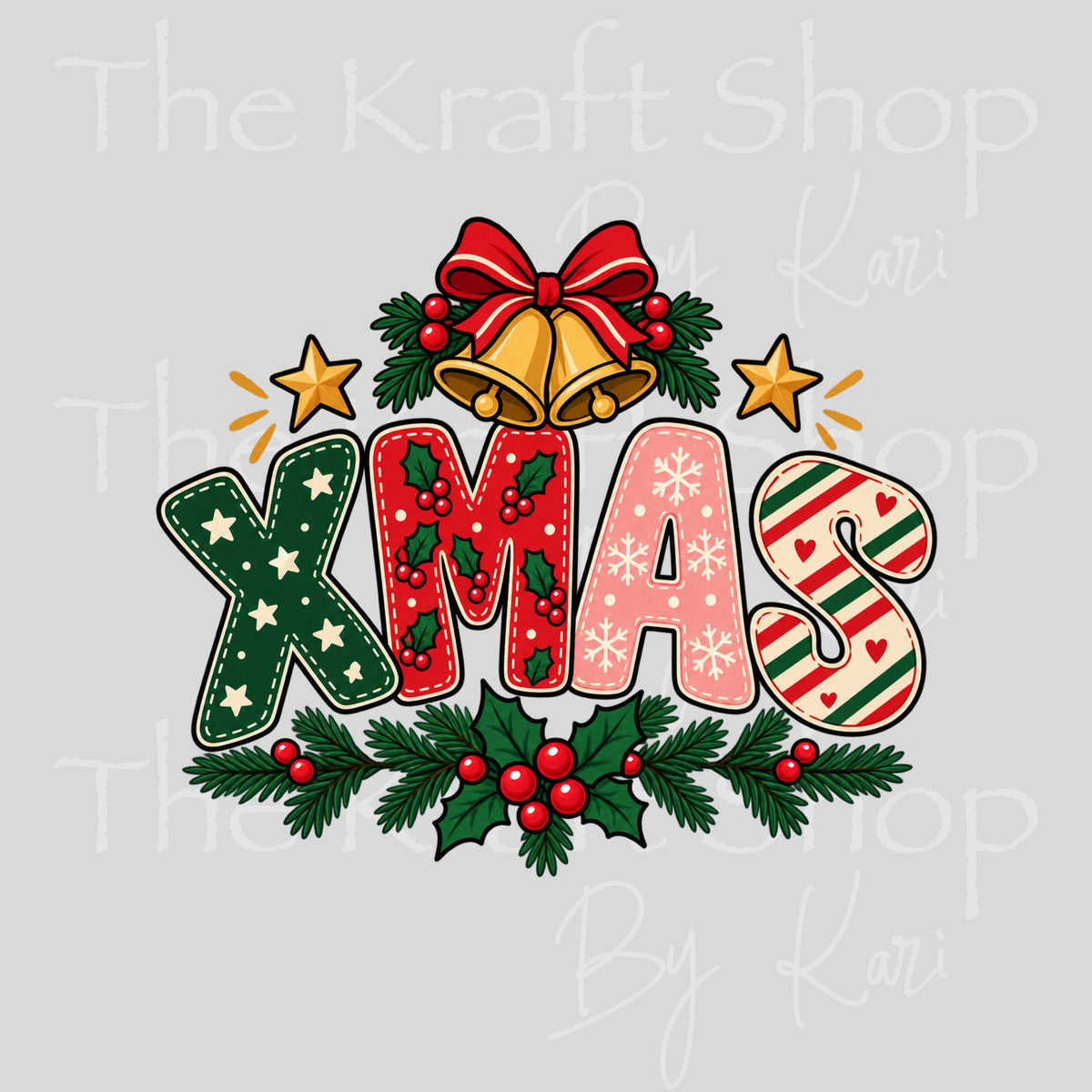 UV DTF Sticker print. Xmas Bells decal, tumbler decal, permanent sticker. UV wrap for glass can tumbler. #7797