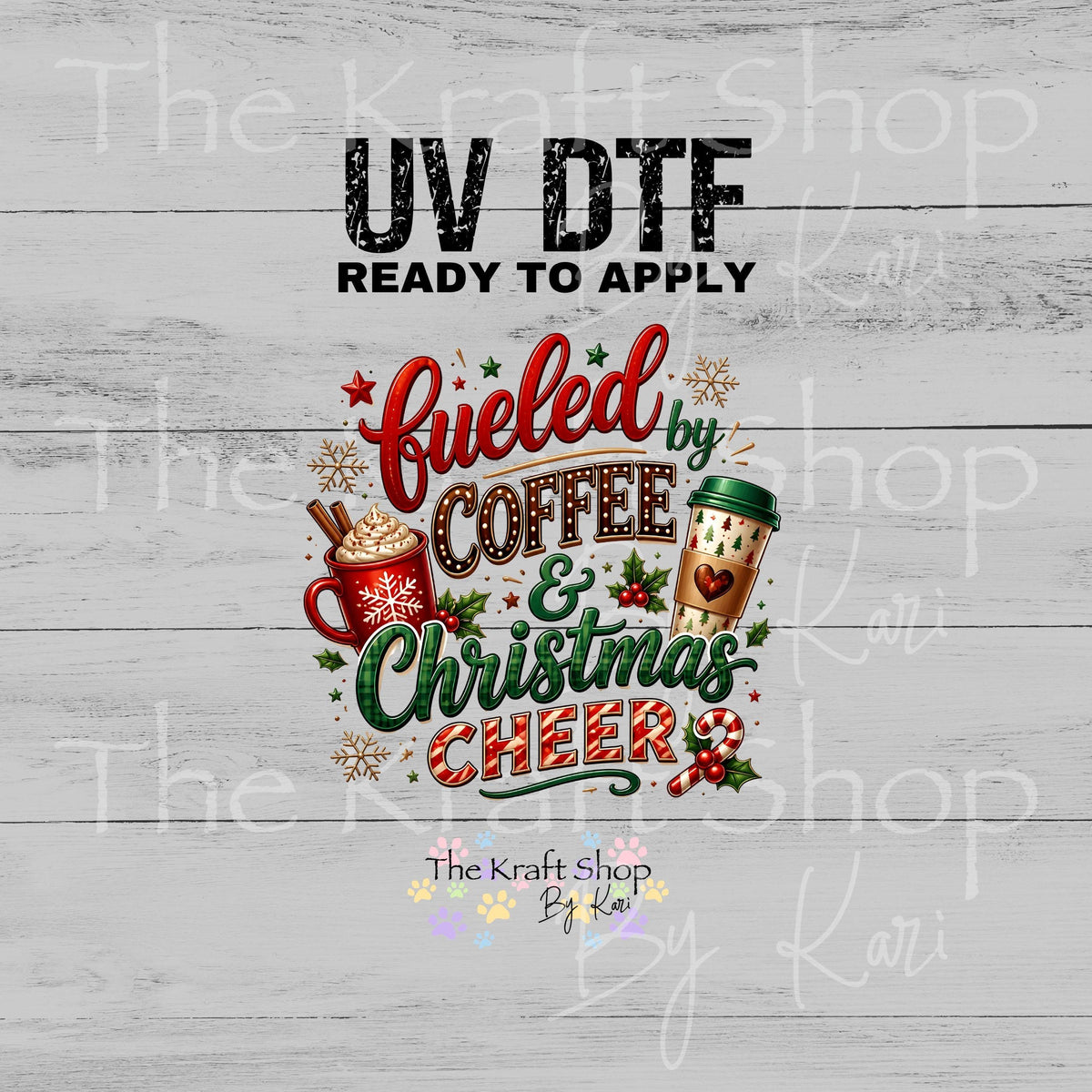 UV DTF Sticker print. Coffee And Christmas decal, tumbler decal, permanent sticker. UV wrap for glass can tumbler. #7796