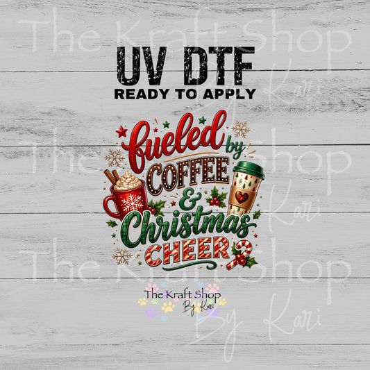 UV DTF Sticker print. Coffee And Christmas decal, tumbler decal, permanent sticker. UV wrap for glass can tumbler. #7796