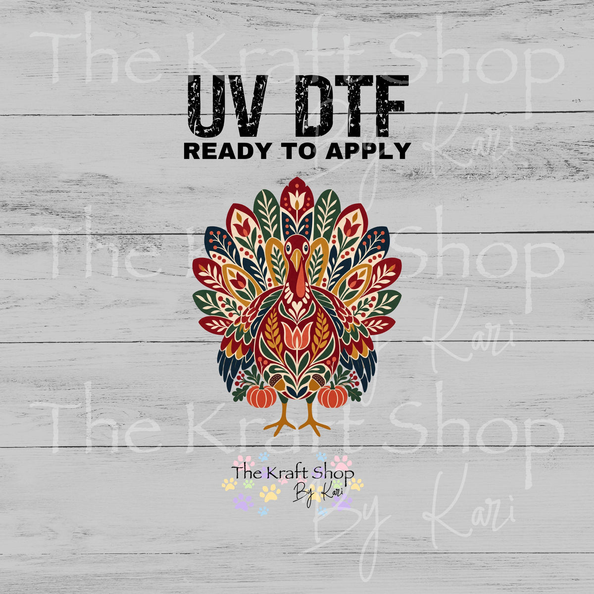 UV DTF Sticker print Nordic Turkey decal, tumbler decal, permanent sticker. #7804