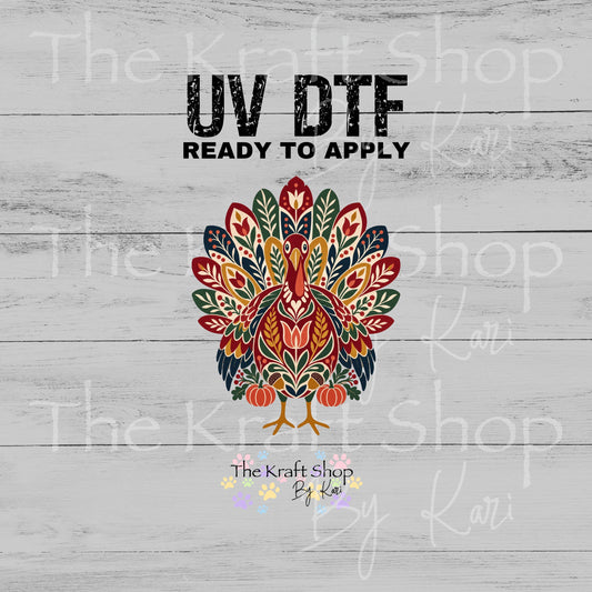 UV DTF Sticker print Nordic Turkey decal, tumbler decal, permanent sticker. #7804