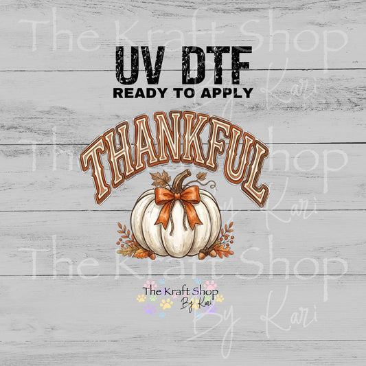 UV DTF Sticker print. Thankful Pumpkin decal, tumbler decal, permanent sticker. #7805