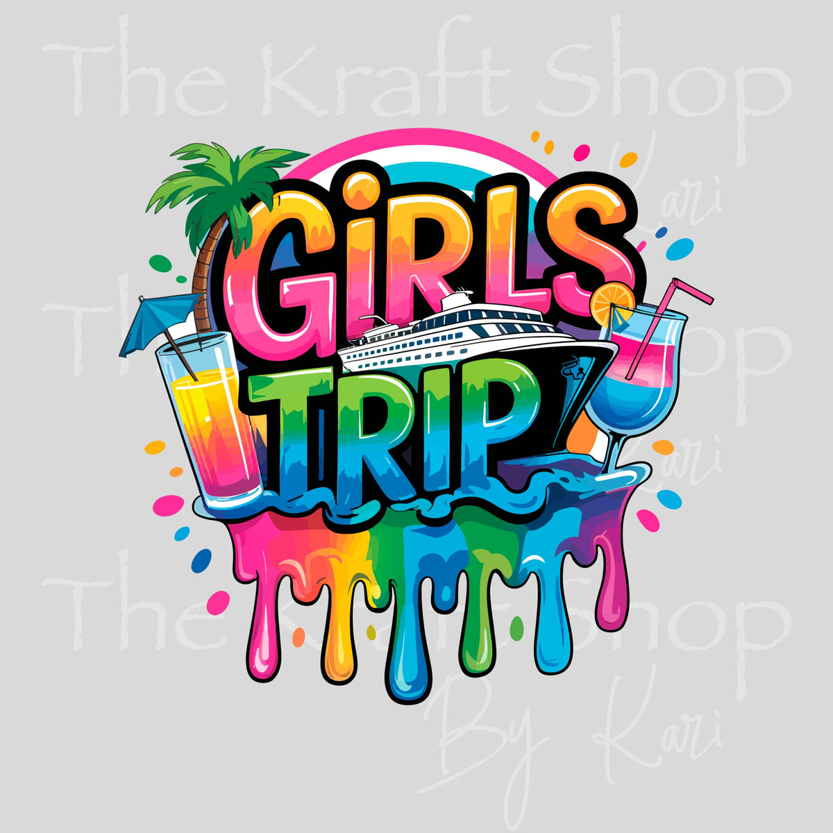 UV DTF Sticker print Girls Trip with year option decal, tumbler decal, permanent sticker. #4823