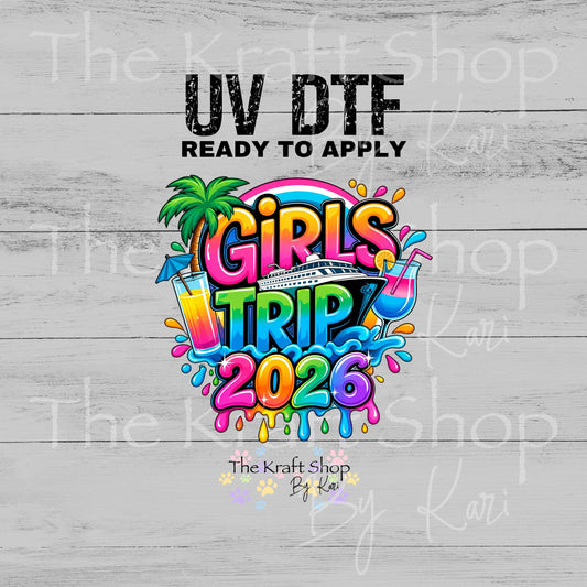 UV DTF Sticker print Girls Trip with year option decal, tumbler decal, permanent sticker. #4823