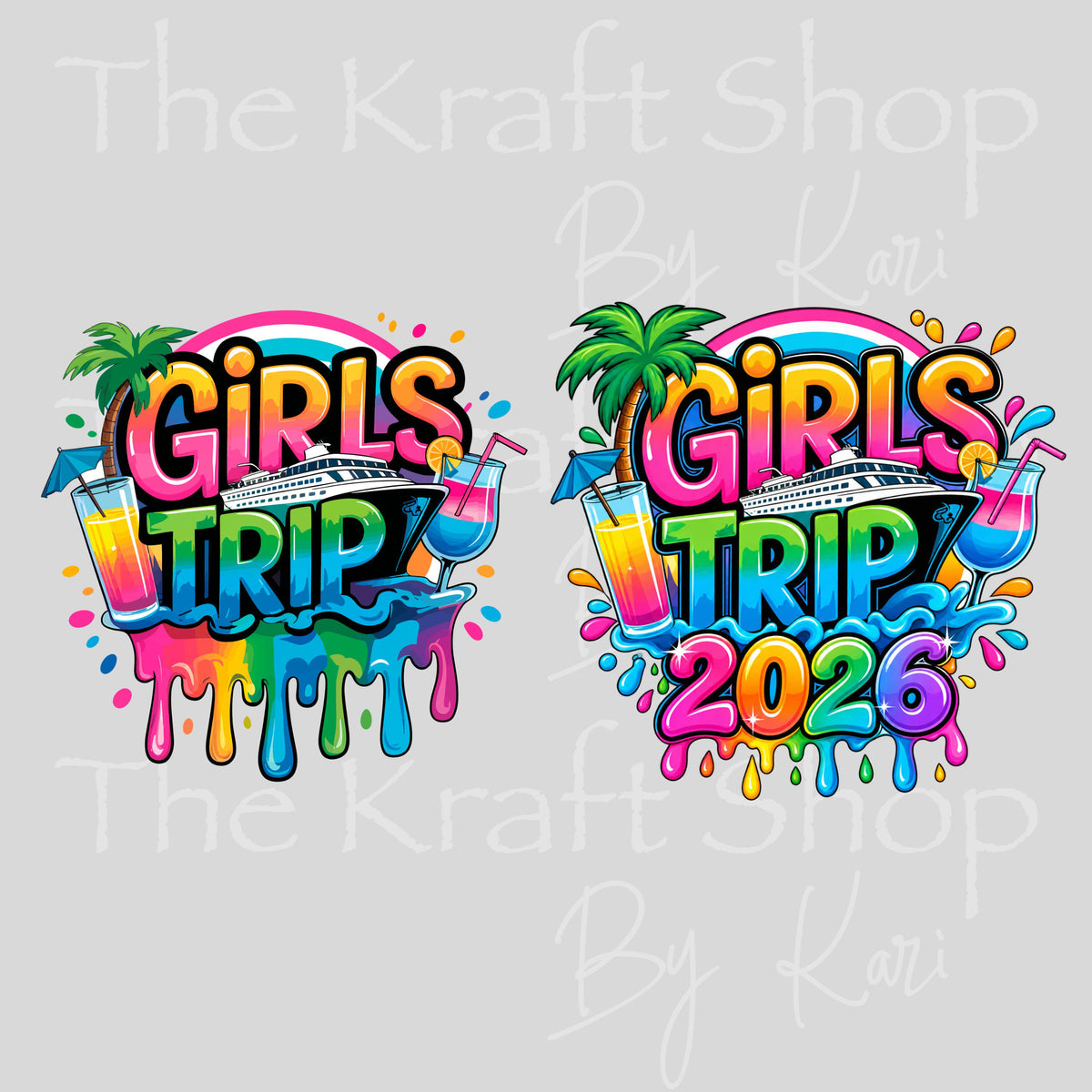 UV DTF Sticker print Girls Trip with year option decal, tumbler decal, permanent sticker. #4823