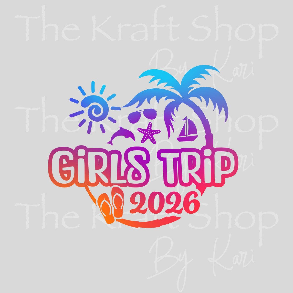 UV DTF Sticker print Sunset Girls Trip 2026 decal, tumbler decal, permanent sticker. #4824