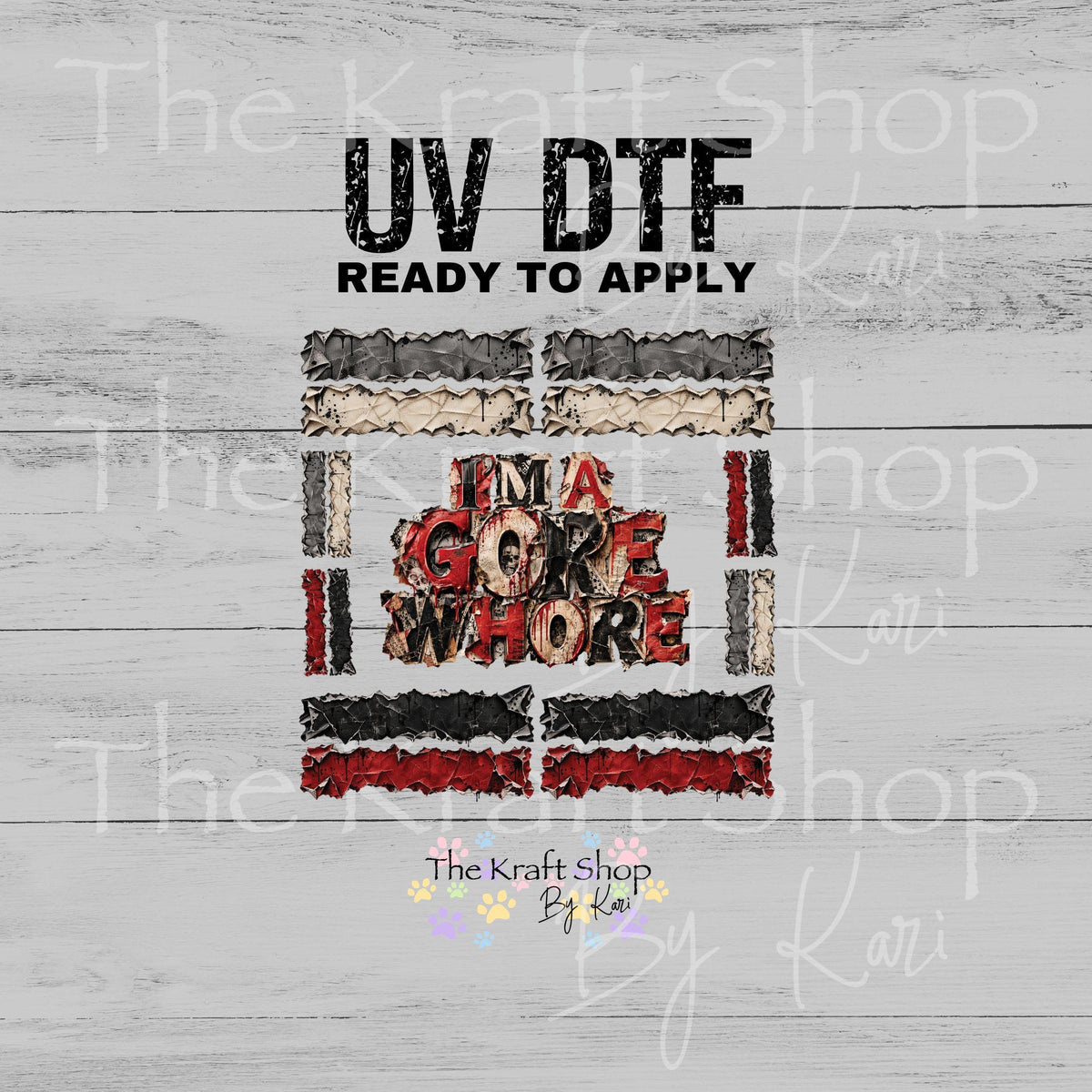 UV DTF Sticker print Gore Wh*re Element sheet decal, tumbler decal #7808