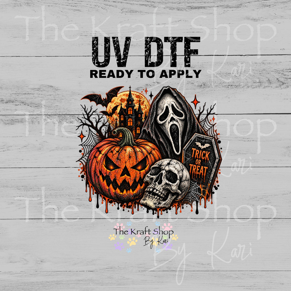 UV DTF Sticker print Trick Or Treat decal, tumbler decal, permanent sticker. #7809