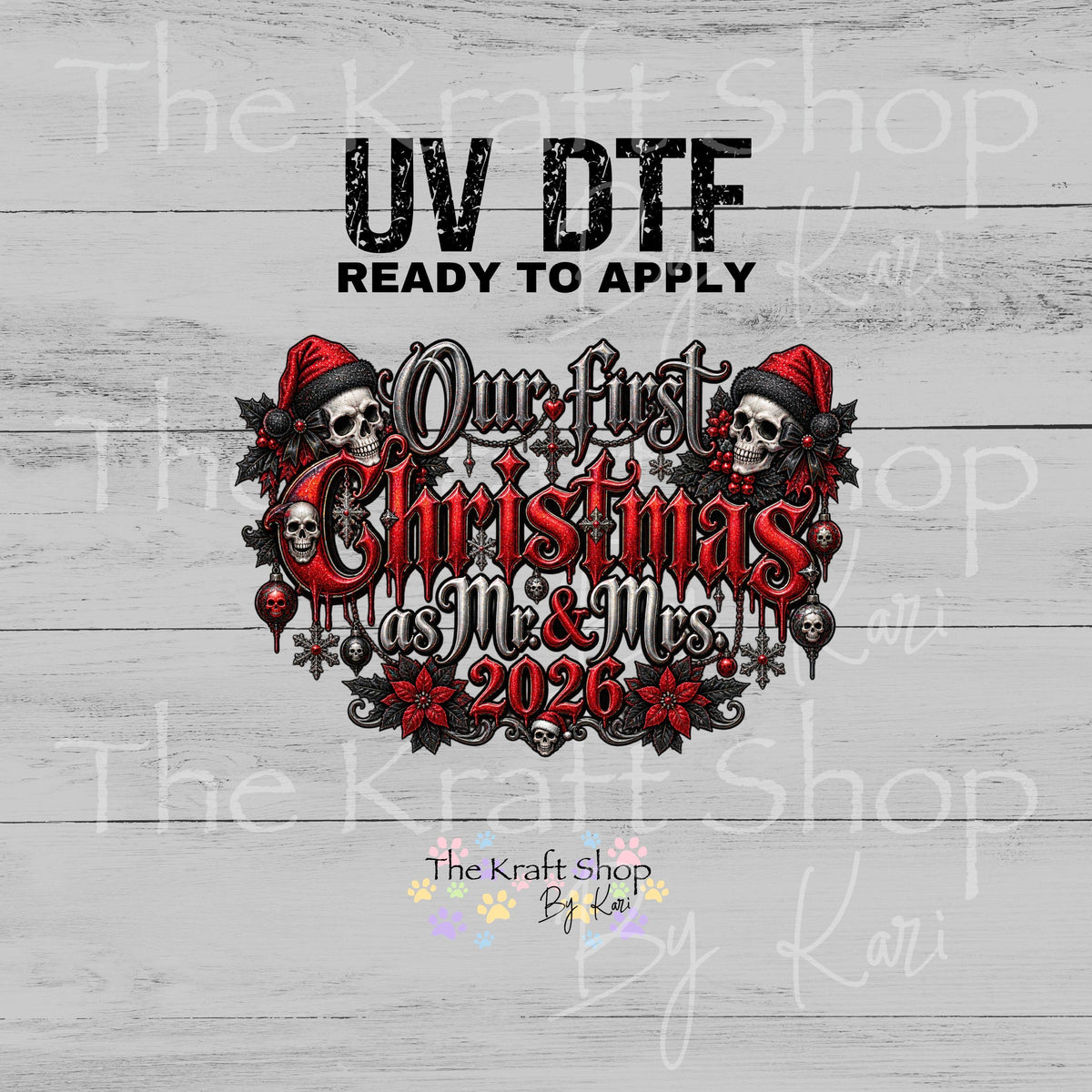 UV DTF Sticker print 2026 Spooky Mr. And Mrs. Christmas decal, tumbler decal, permanent sticker. #7815