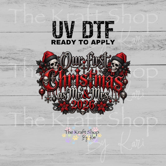 UV DTF Sticker print 2026 Spooky Mr. And Mrs. Christmas decal, tumbler decal, permanent sticker. #7815