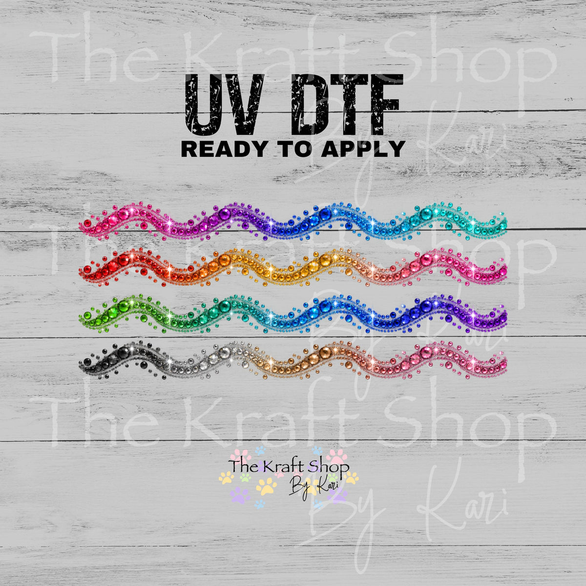 UV DTF Sticker print. Small Gem Wave glass can wrap decal, tumbler decal, permanent sticker #5615