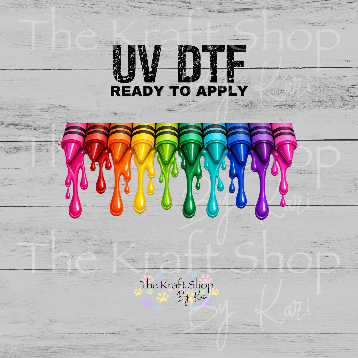 UV DTF Sticker print. Crayon Drip glass can wrap decal, tumbler decal, permanent sticker #5616