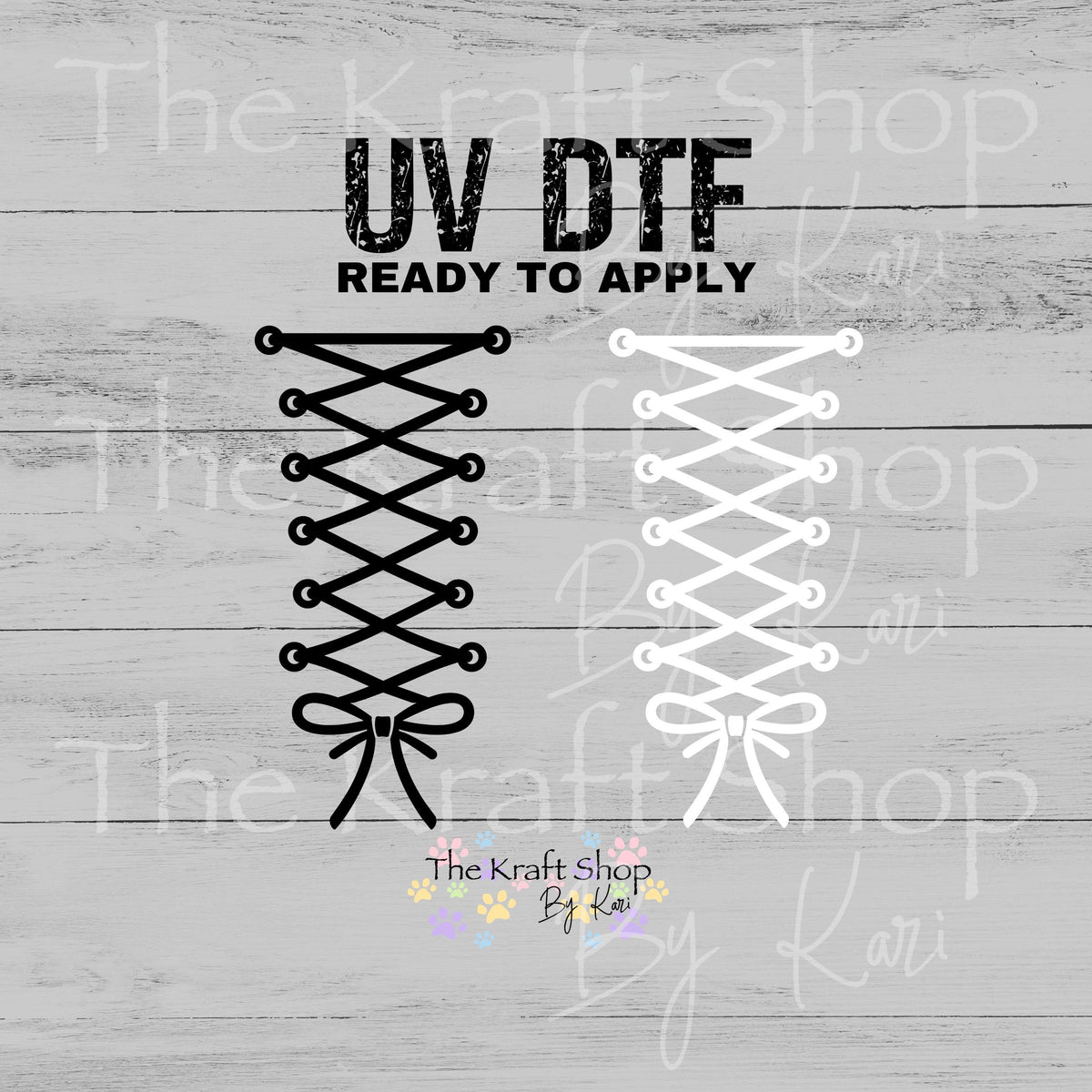UV DTF Sticker print Shoe Lace Bow decal, tumbler decal, permanent sticker. #10568