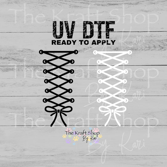 UV DTF Sticker print Shoe Lace Bow decal, tumbler decal, permanent sticker. #10568
