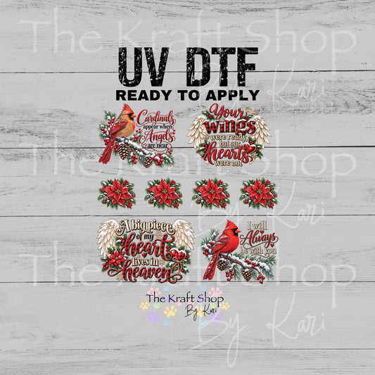 UV DTF Sticker print Cardinal Angels Sayings Christmas Element sheet 8x8 decal, tumbler decal, permanent sticker. #7828