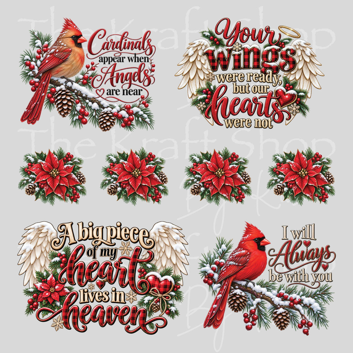 UV DTF Sticker print Cardinal Angels Sayings Christmas Element sheet 8x8 decal, tumbler decal, permanent sticker. #7828