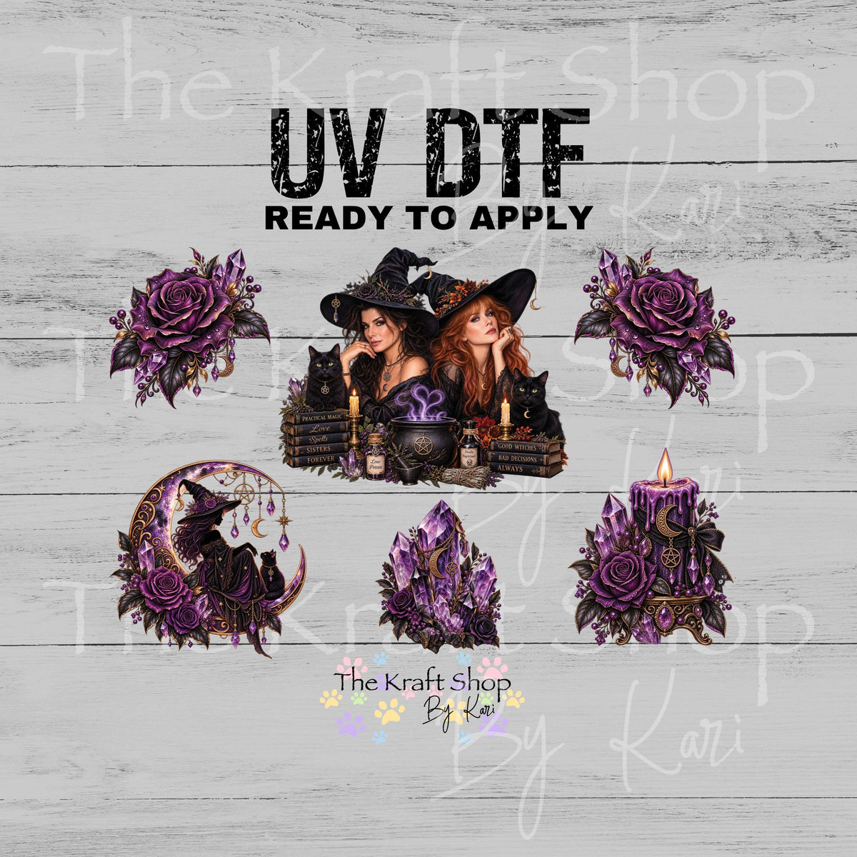 UV DTF Practical Witches Halloween sheet 6x5 decal, tumbler decal, permanent sticker. #7831