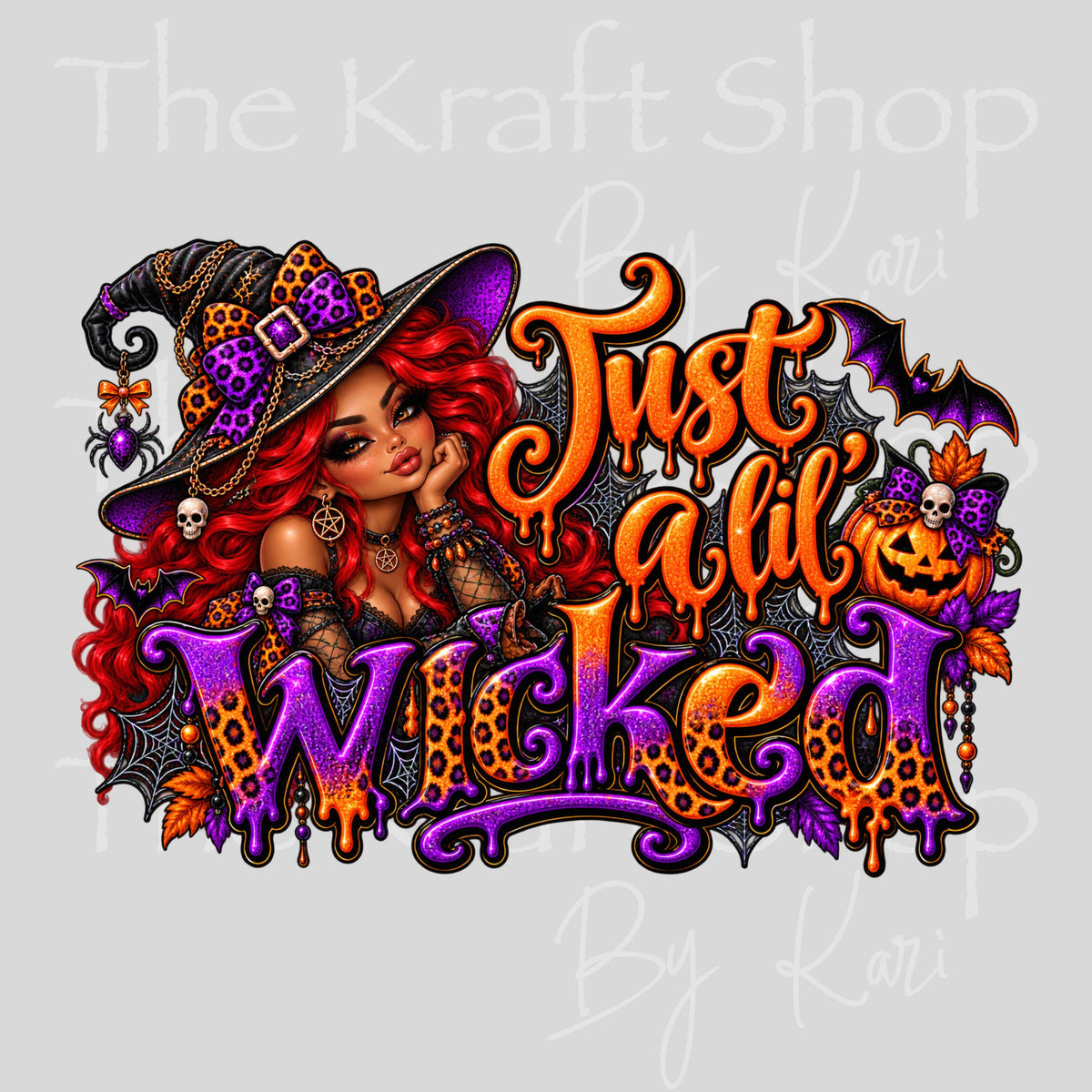 UV DTF Sticker print. Just a lil' wicked Halloween spooky decal, tumbler decal. #7837