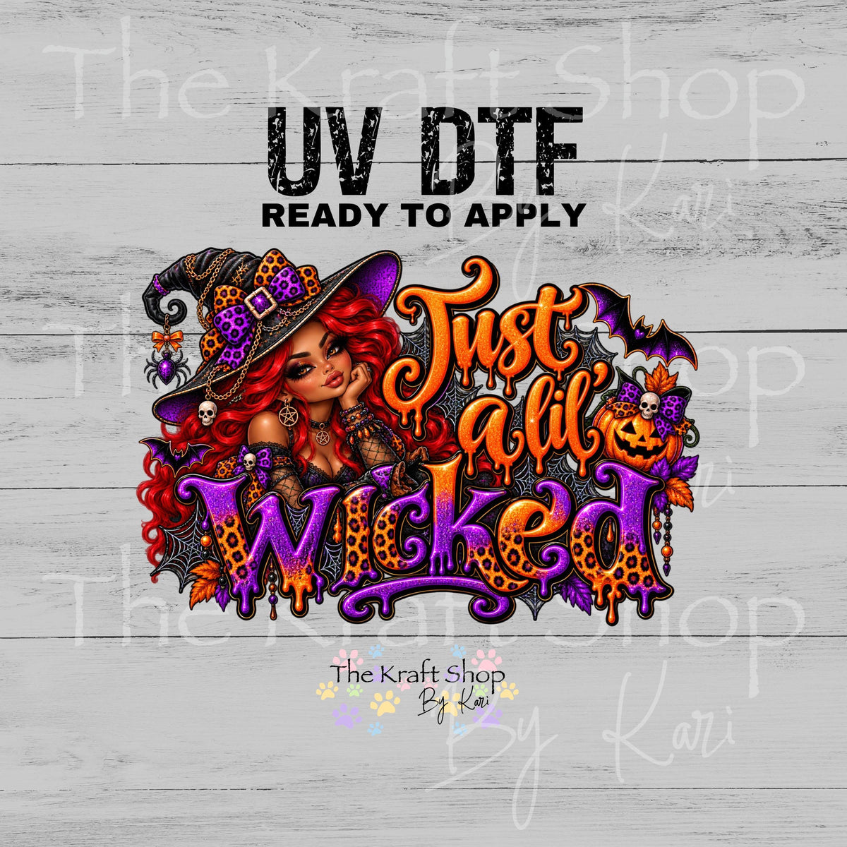 UV DTF Sticker print. Just a lil' wicked Halloween spooky decal, tumbler decal. #7837