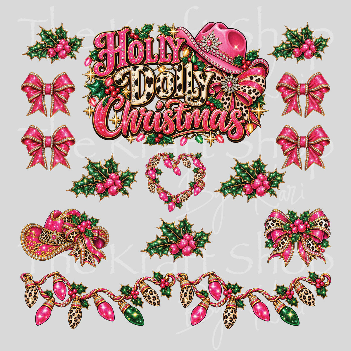 UV DTF Holly Dolly Christmas Element sheet 8x8 decal, tumbler decal, permanent sticker. #7839