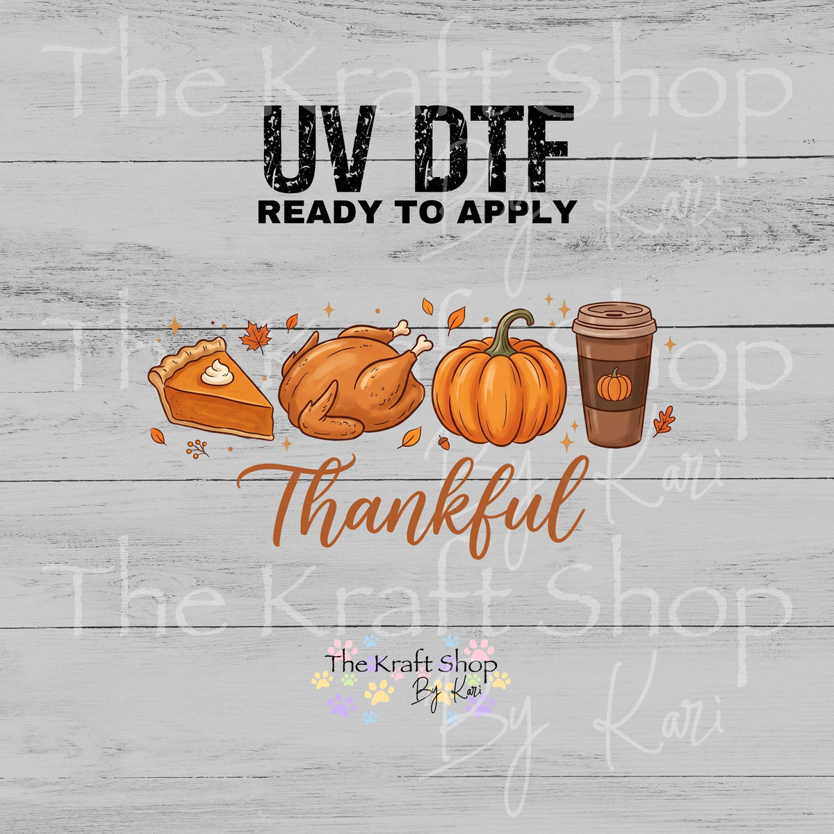 UV DTF Sticker print Thankful Wrap decal, tumbler decal. UV wrap for glass can #7802
