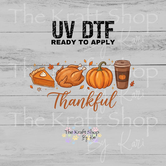 UV DTF Sticker print Thankful Wrap decal, tumbler decal. UV wrap for glass can #7802