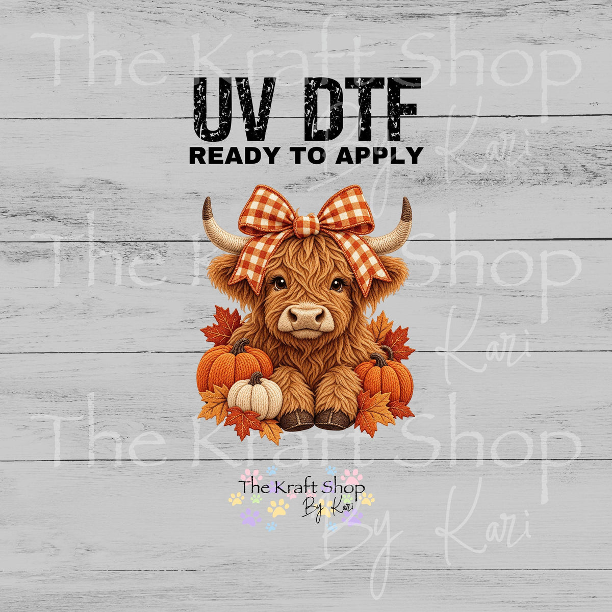 UV DTF Sticker print Yarn Fall Cow decal, tumbler decal, permanent sticker. #7803