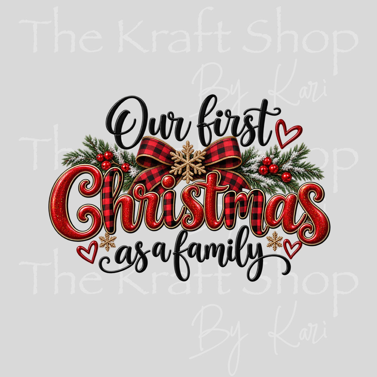 UV DTF Sticker print First Family Christmas Rustic decal, tumbler decal, permanent sticker. #7810