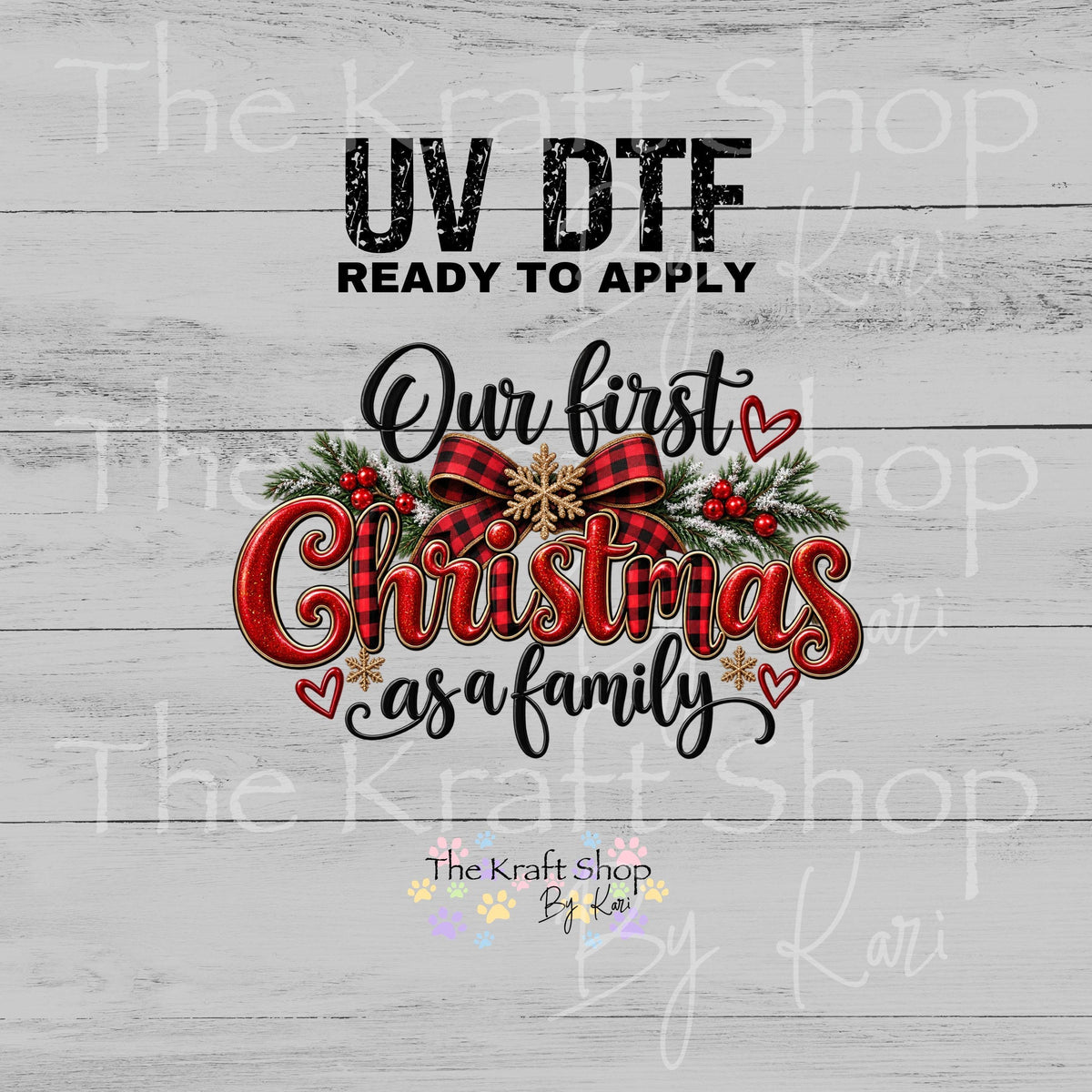 UV DTF Sticker print First Family Christmas Rustic decal, tumbler decal, permanent sticker. #7810