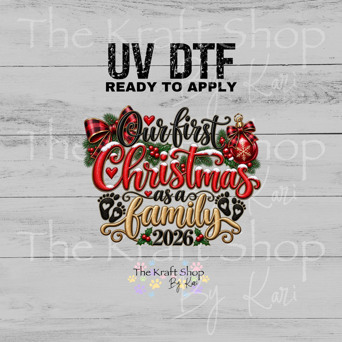 UV DTF Sticker print 2026 First Family Christmas decal, tumbler decal, permanent sticker. #7811