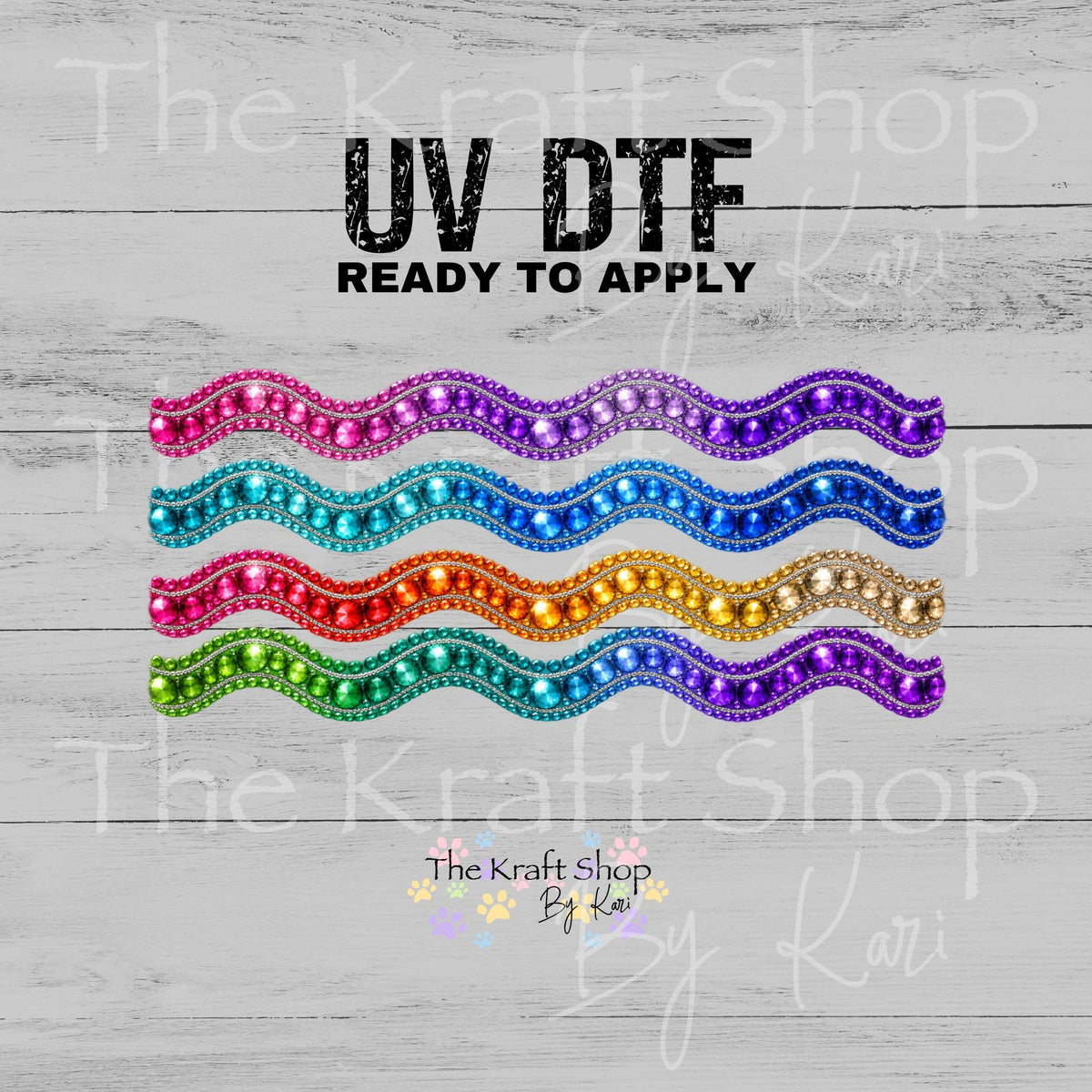 UV DTF Sticker print. Big Gem Wave glass can wrap decal, tumbler decal, permanent sticker #5614