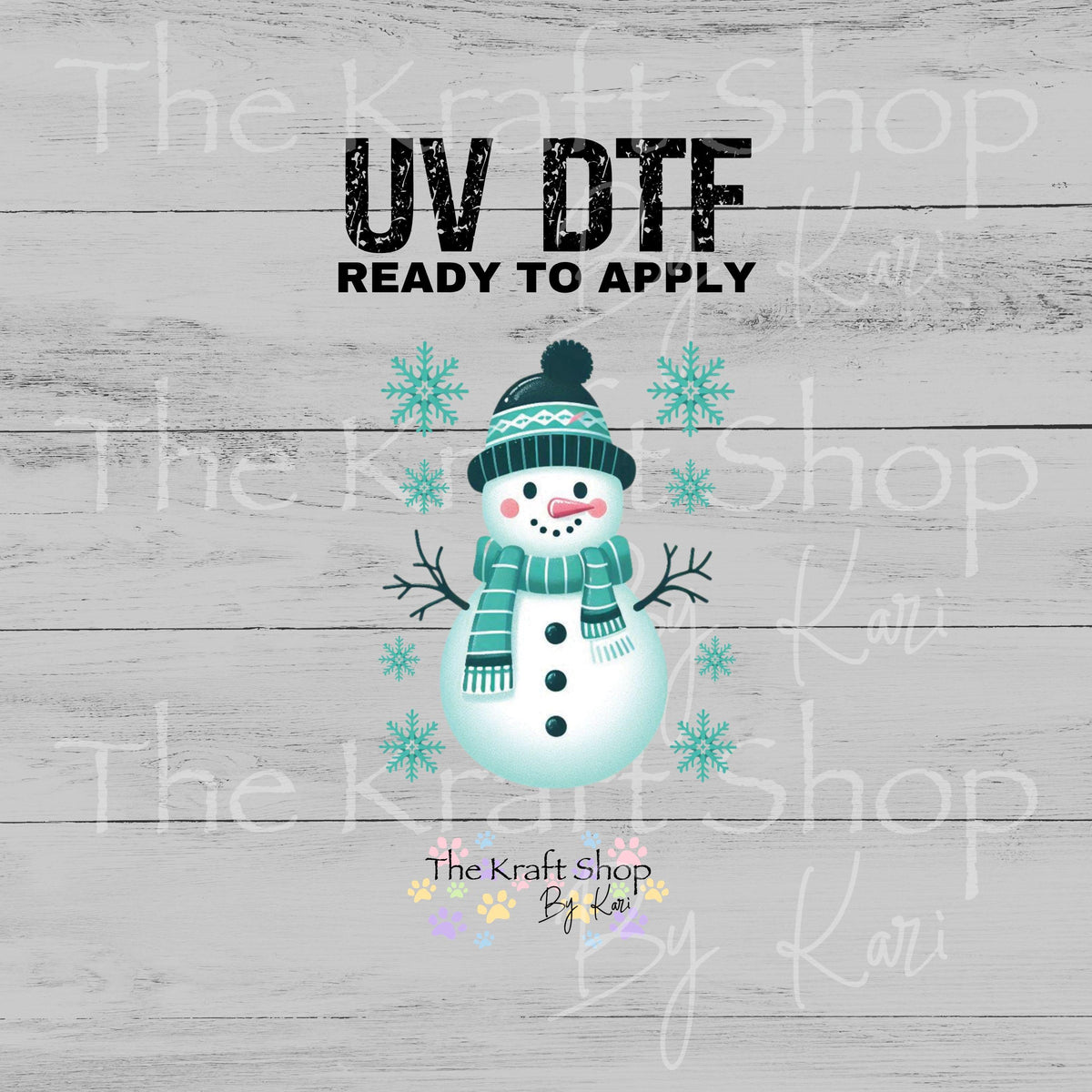 UV DTF Sticker print. Green Snowman decal, tumbler decal. UV wrap for glass can tumbler.#7819