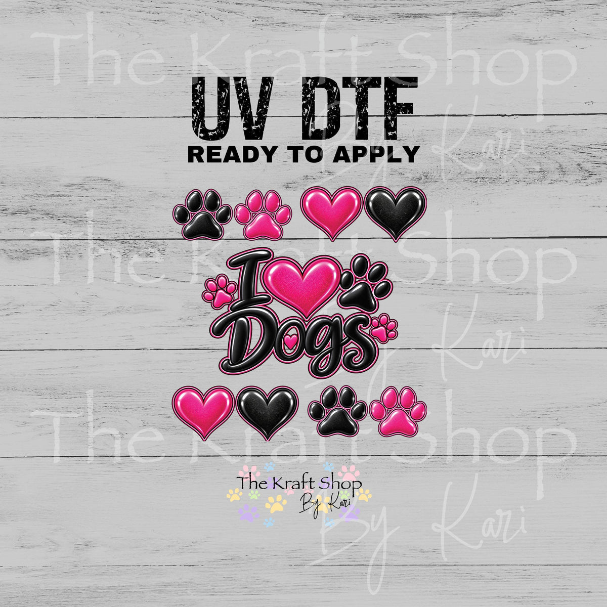 UV DTF Sticker print I Love Dogs Element sheet decal, tumbler decal #1169