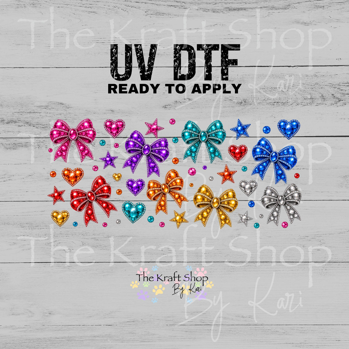 UV DTF Sticker print. Gem Ribbons glass can wrap decal, tumbler decal, permanent sticker #5618