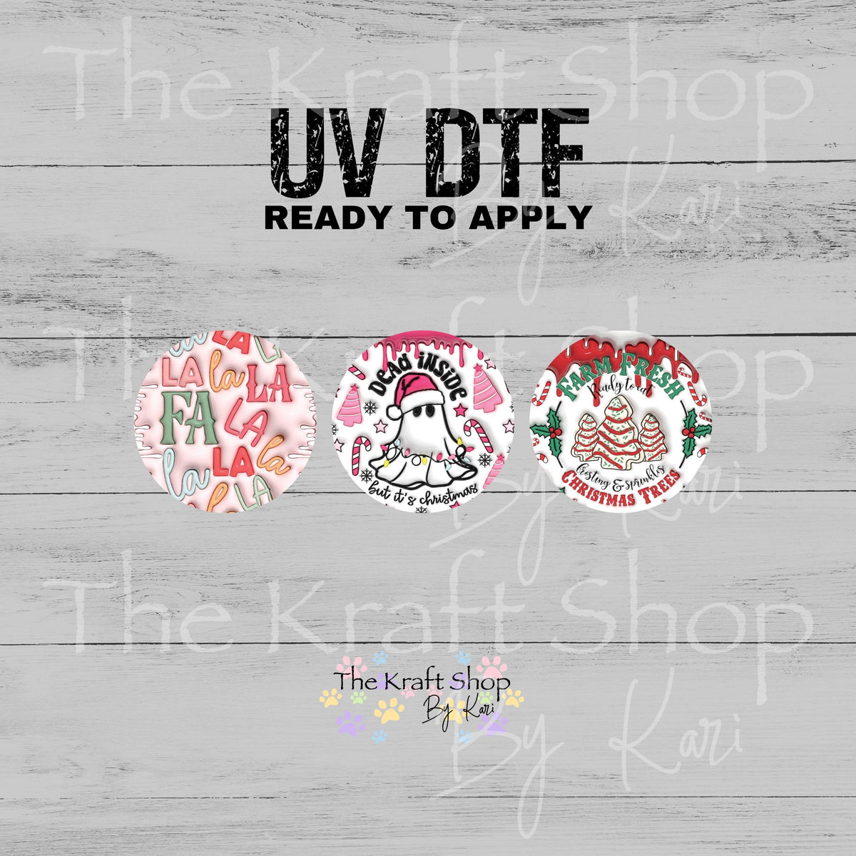 UV DTF Sticker print Inflated 3pk round Christmas Ornament decals #6026