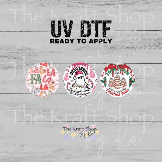 UV DTF Sticker print Inflated 3pk round Christmas Ornament decals #6026