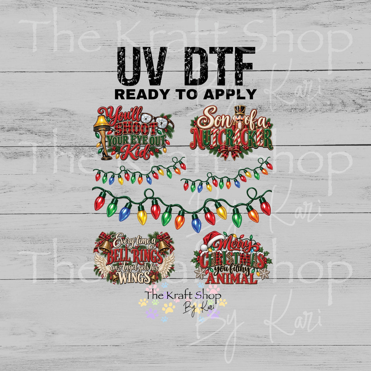 UV DTF Sticker print Christmas Movie Sayings Element sheet 8x8 decal, tumbler decal, permanent sticker. #7828
