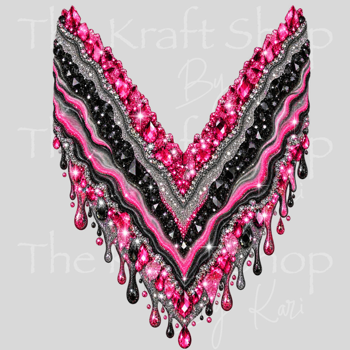 UV DTF Sticker print. Hot Pink Glitter Geode v split helper tumbler decal. #5619