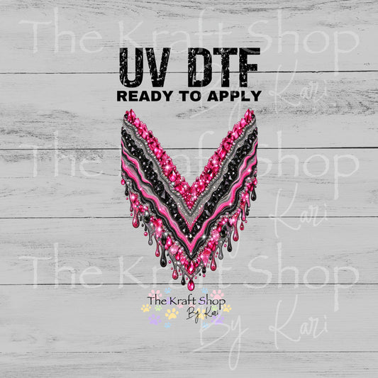 UV DTF Sticker print. Hot Pink Glitter Geode v split helper tumbler decal. #5619
