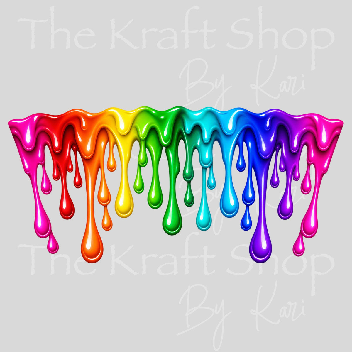 UV DTF Sticker print. Rainbow Drip glass can wrap decal, tumbler decal, permanent sticker #5620