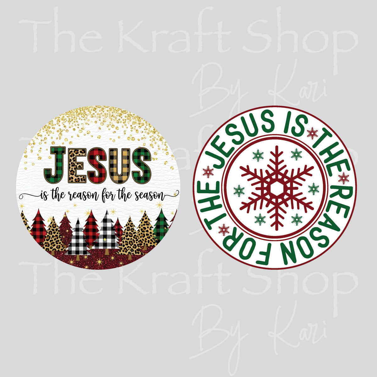 UV DTF Sticker print Jesus is the reason for the Season Christmas 2pk round Ornament decals, tumbler decal, permanent sticker.#7830