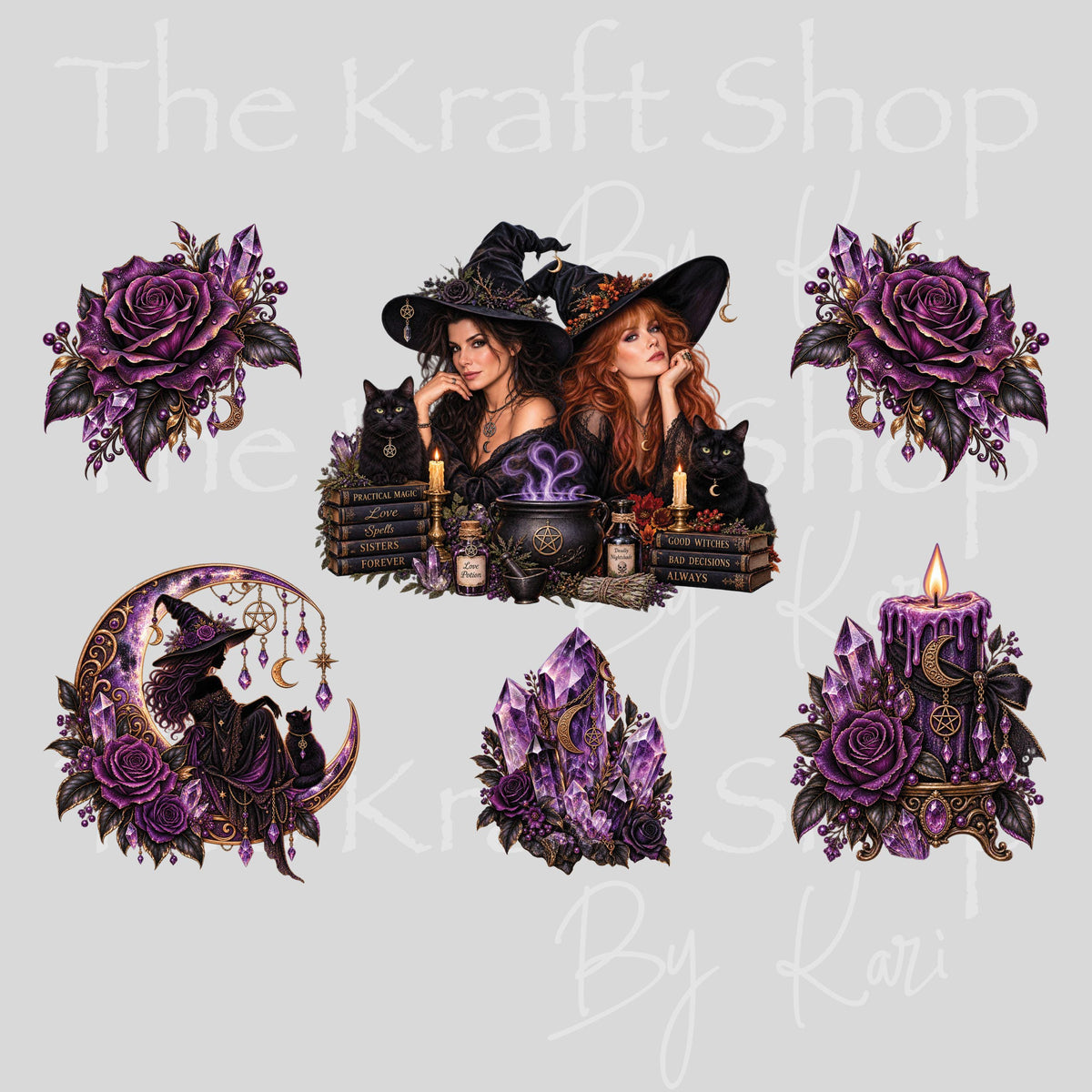 UV DTF Practical Witches Halloween sheet 6x5 decal, tumbler decal, permanent sticker. #7831
