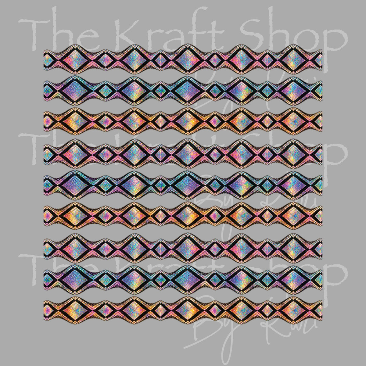 UV DTF Sticker print Diamond Snake Skin Borders mixed media bundle of band decals Element sheet 10x10 decal #2046