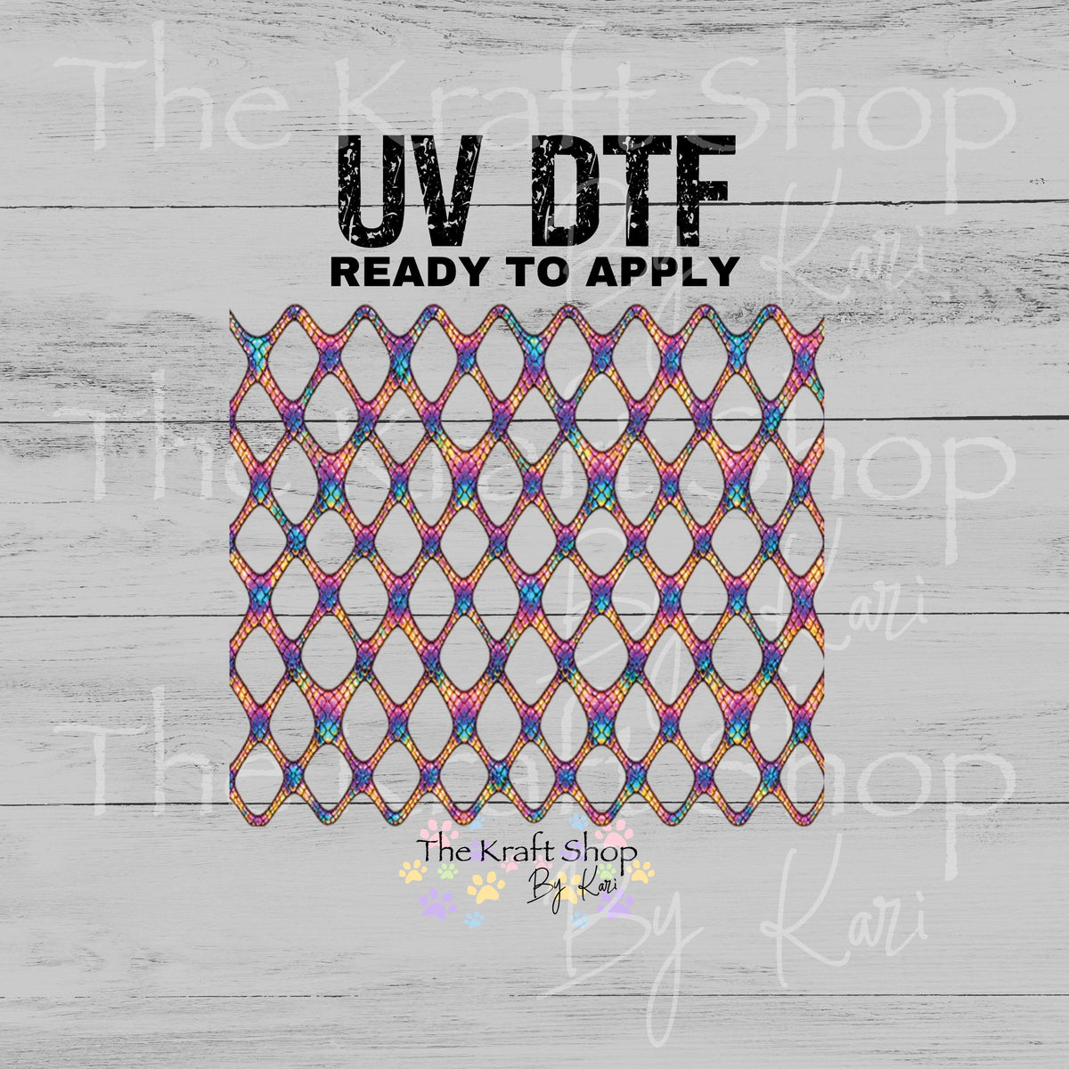 UV DTF Sticker print Rainbow Scale Lattice mixed media bundle of band decals Element sheet decal #2047