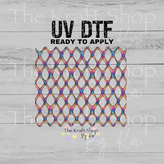 UV DTF Sticker print Rainbow Scale Lattice mixed media bundle of band decals Element sheet decal #2047
